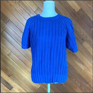 Vintage 80s/90s Blue Short Sleeve Knit Sweater